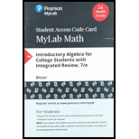 MyLab Math with Pearson eText -- 24 Month Standalone Access Card -- for Introductory Algebra for College Students with Integrated Review - 7th Edition - by Blitzer,  Robert, Trigsted,  Kirk - ISBN 9780136483014