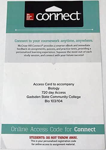 Connect Access Card Biology 720 Day Gadsden State Community College Bio 103/104 - 16th Edition - by Campbell - ISBN 9781259691461