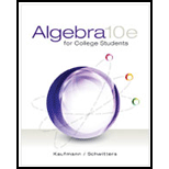 Algebra for College Students - 10th Edition - by Jerome E. Kaufmann, Karen L. Schwitters - ISBN 9781285195780