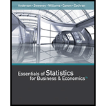 Essentials of Statistics for Business and Economics (with XLSTAT Printed Access Card) - 8th Edition - by David R. Anderson, Dennis J. Sweeney, Thomas A. Williams, Jeffrey D. Camm, James J. Cochran - ISBN 9781337114172