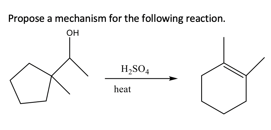 Propose a mechanism for the following reaction.
ОН
H,SO4
heat
