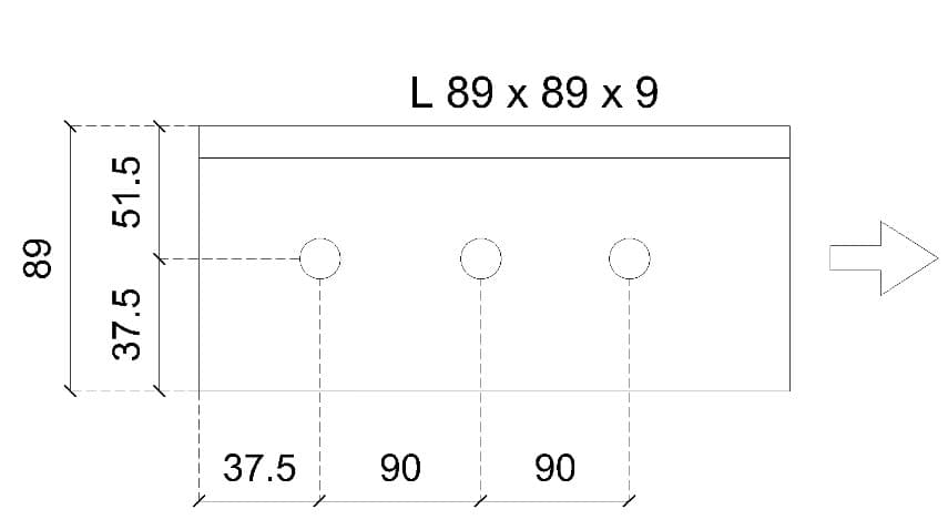 89
51.5
37.5
L 89 x 89 x 9
37.5 90
O
90
O
↑