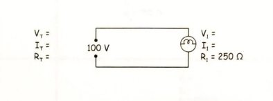 I, =
R, =
V, =
I, =
R, = 250 0
100 V
