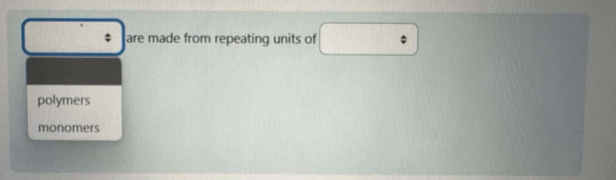 polymers
monomers
♦ are made from repeating units of