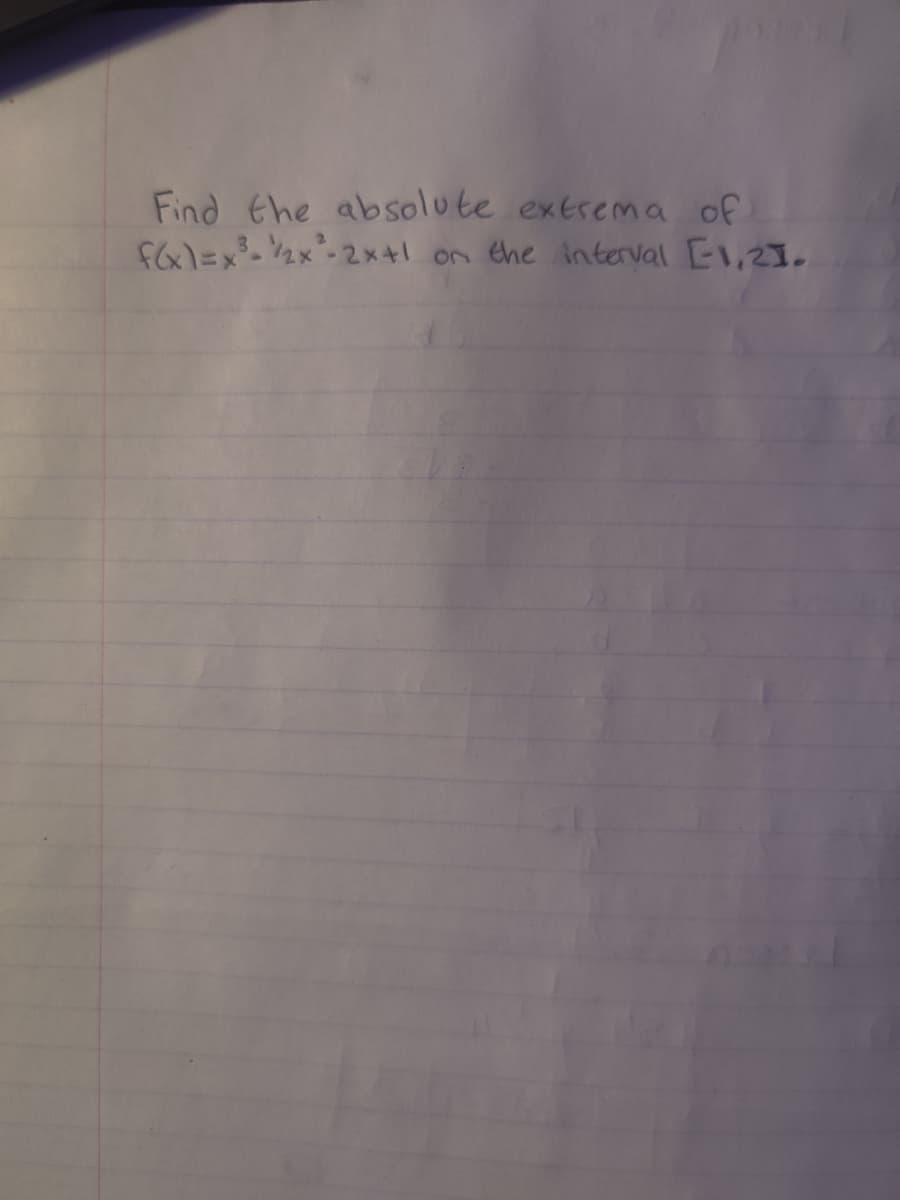 Find the absolute extrema of
fG\=x-2x-2x+1 on the interval E1,21.
