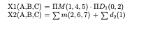 XI(A,B,C) - Пм(1,4,5)- ПР. (0, 2)
x2{A,B,C) = Em(2, 6, 7) + Ed(1)
