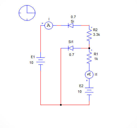 0.7
Si
A
R2
3.3k
Si1
0.7
R1
E1
1k
10
E2
10
