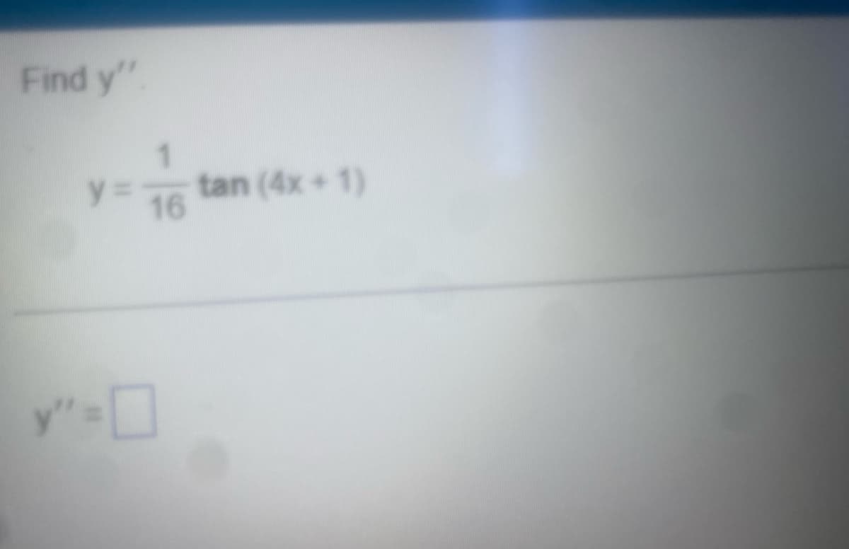 Find y".
1
y = tan (4x+1)
16