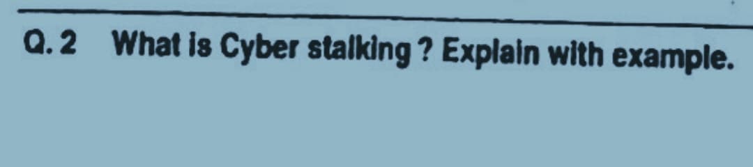 Q.2 What is Cyber stalking? Explain with example.