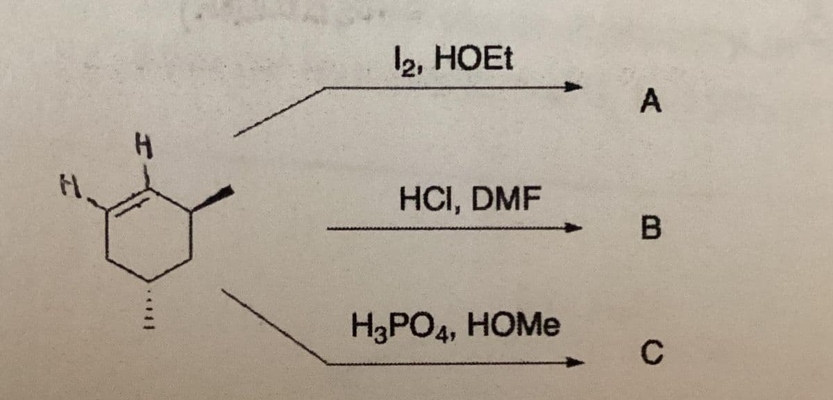 H
12, HOEt
HCI, DMF
H3PO4, HOMе
A
В
C