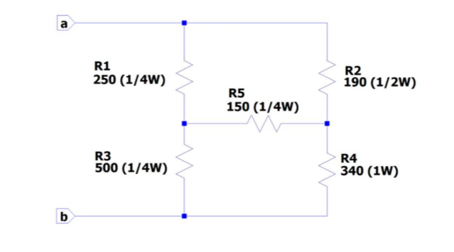 a
b
R1
250 (1/4W)
R3
500 (1/4W)
R5
150 (1/4W)
R2
190 (1/2W)
R4
340 (1W)