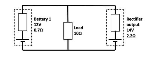 Battery 1
Rectifier
12V
output
Load
100
0.70
14V
2.20
