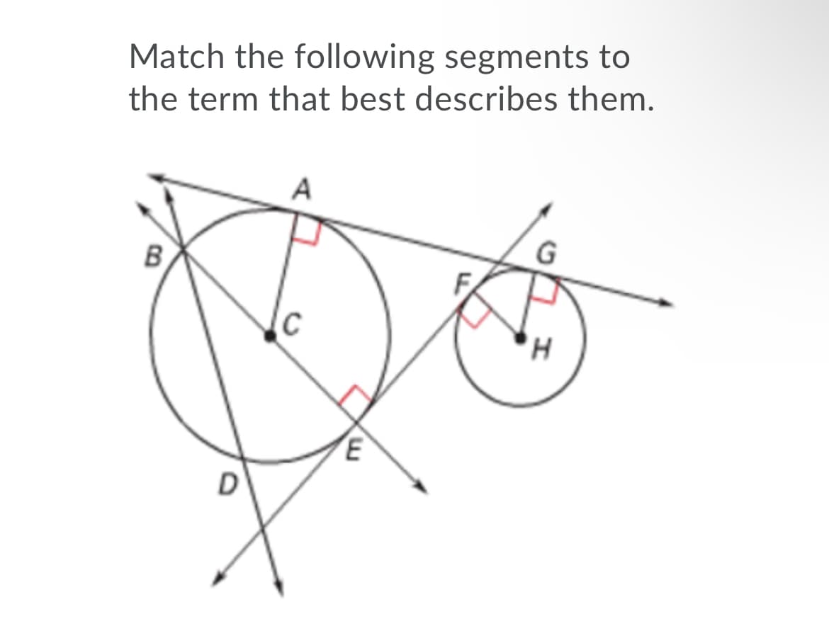 Match the following segments to
the term that best describes them.
A
C
