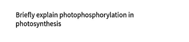 Briefly explain photophosphorylation in
photosynthesis
