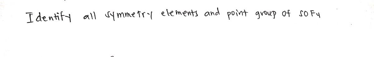 Identify all symmetry elements and point group of sofy
L