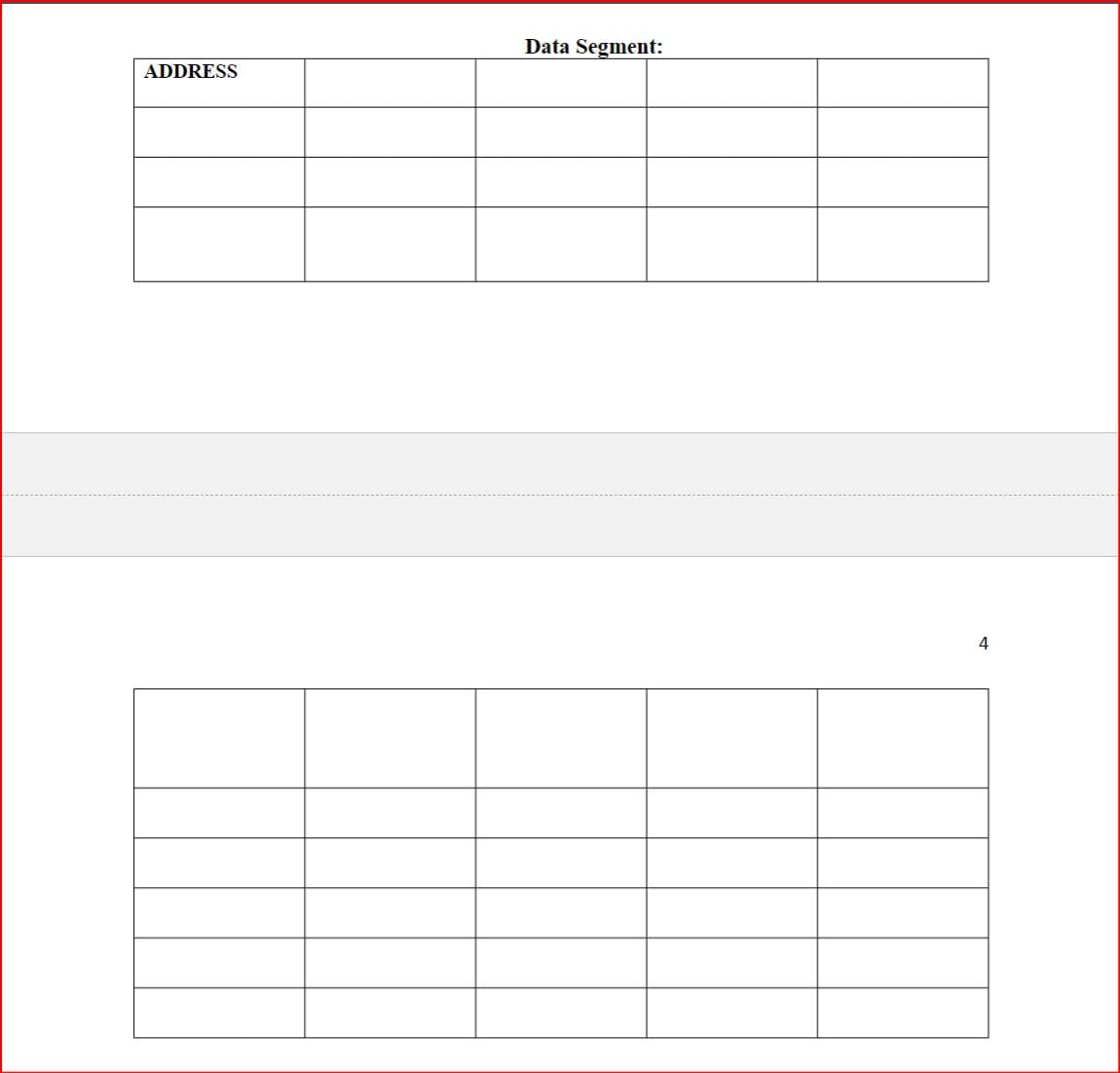 ADDRESS
Data Segment:
4