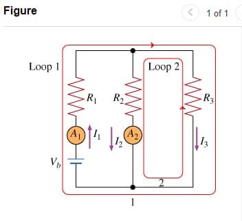 Figure
Loop 1
ww
(A₁
ww
R₁ R₂
(A₂)
Loop 2
2
<
1 of 1
-R3