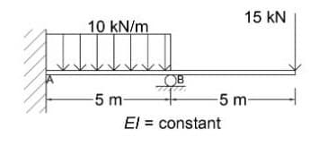 10 kN/m
-5 m
OB
15 KN
-5 m
El = constant