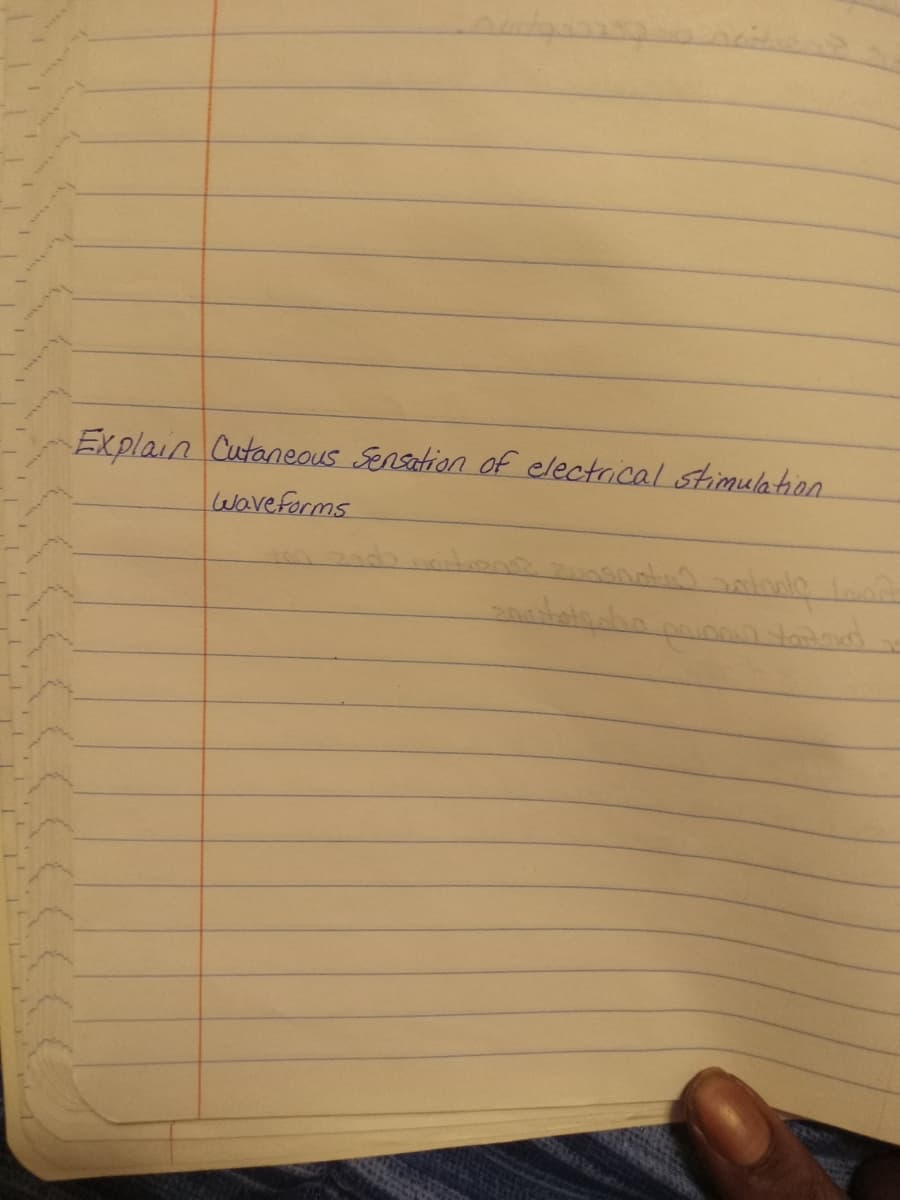 Explain Cutaneous Sensation of electrical stimulation
Waveforms