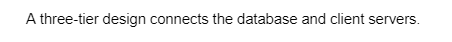 A three-tier design connects the database and client servers.