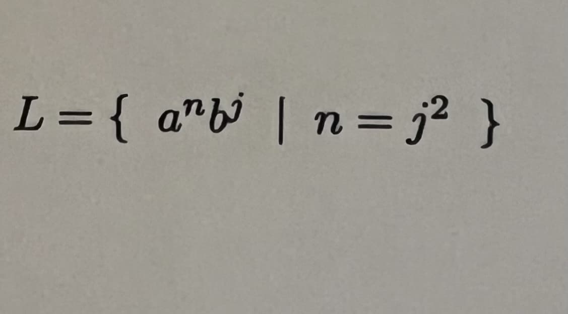 L = { anbi | n =j² }