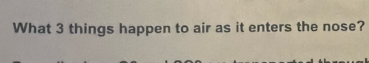 What 3 things happen to air as it enters the nose?
nak