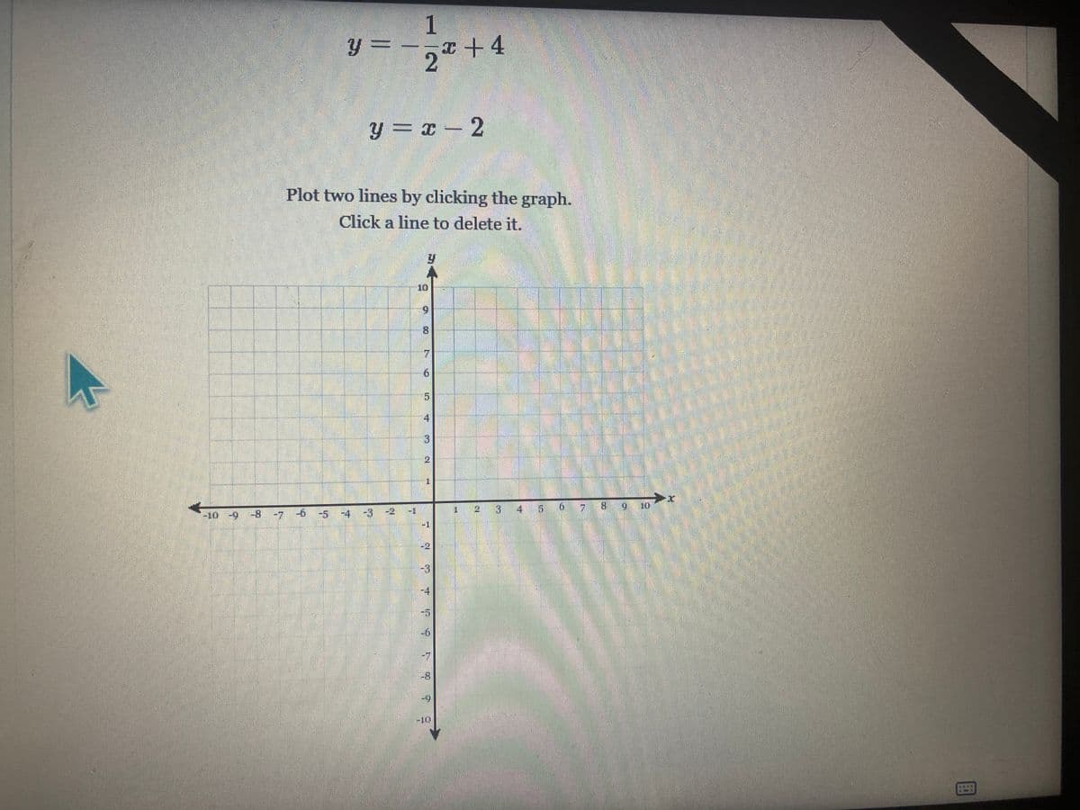 -10
1
y =
2+4
22 +4
y = x 2
Plot two lines by clicking the graph.
Click a line to delete it.
4
N
10
6
4
15
-3