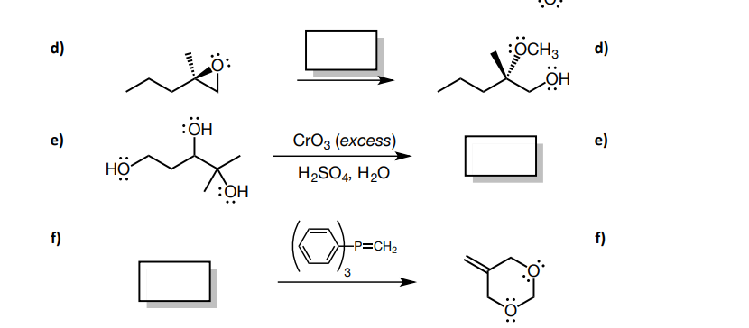 d)
ÖCH,
d)
HO
:ÖH
e)
CrO3 (excess)
e)
HO
H2SO4, H20
:OH
f)
f)
-P=CH2
