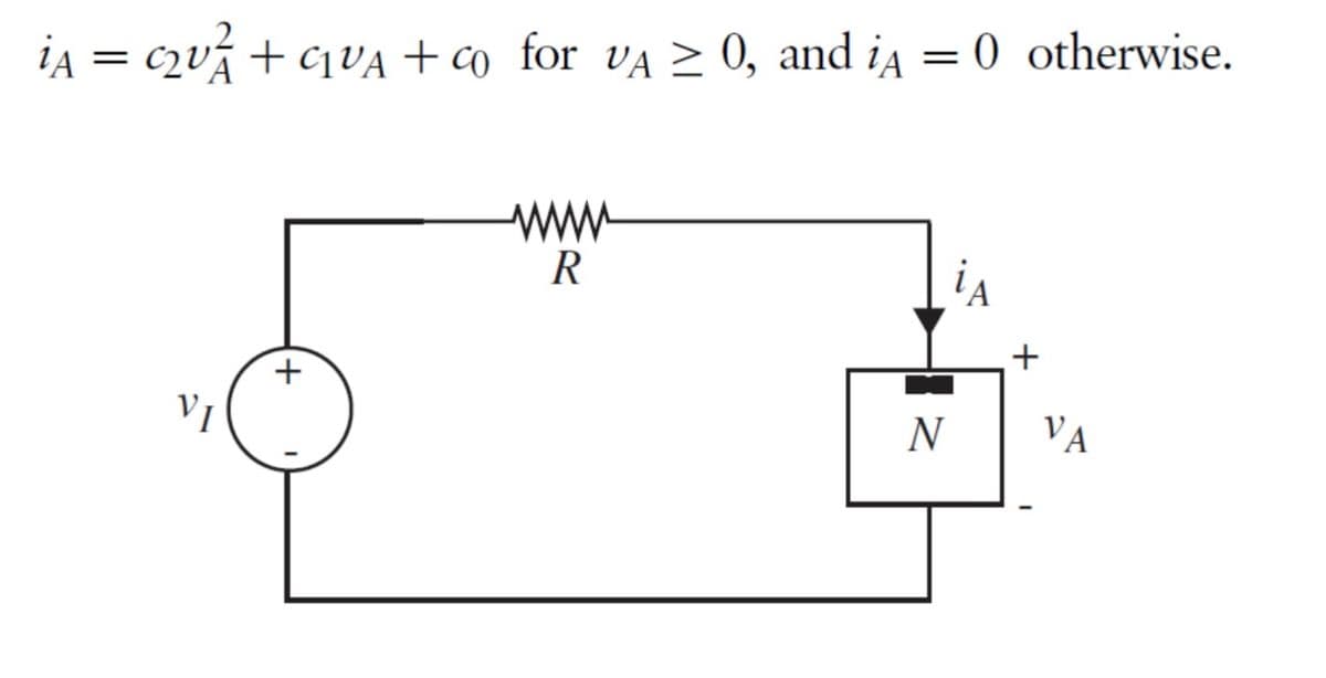 ia = c2ví + C1VA + co_for vA 2 0, and ia = 0 otherwise.
ww
R
+
VI
N
VA
+
