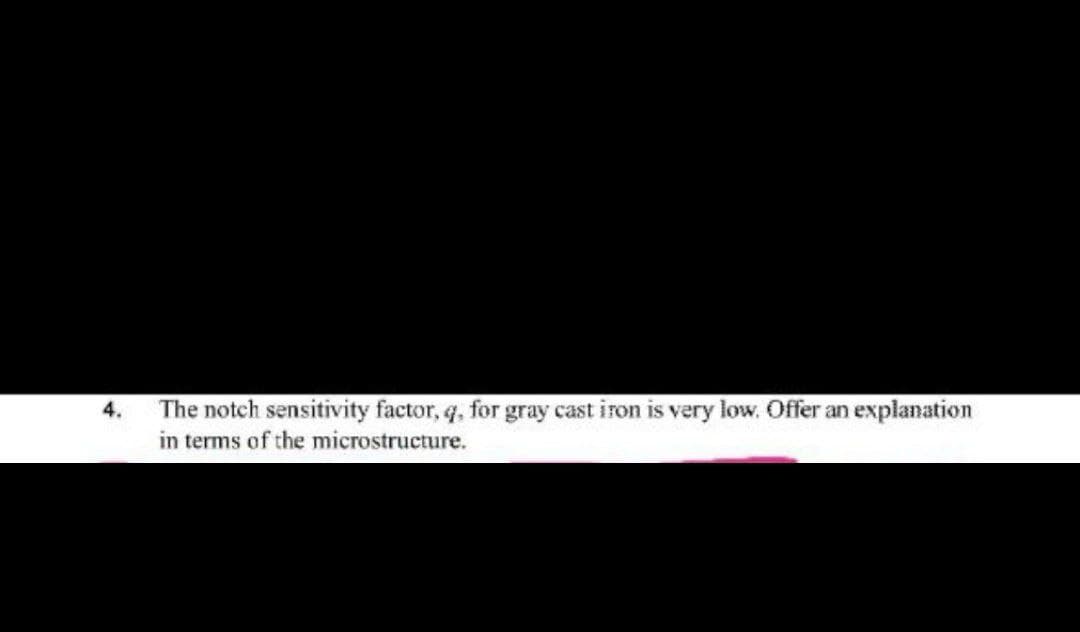 The notch sensitivity factor, q, for gray cast iron is very low. Offer an explanation
in terms of the microstructure.
