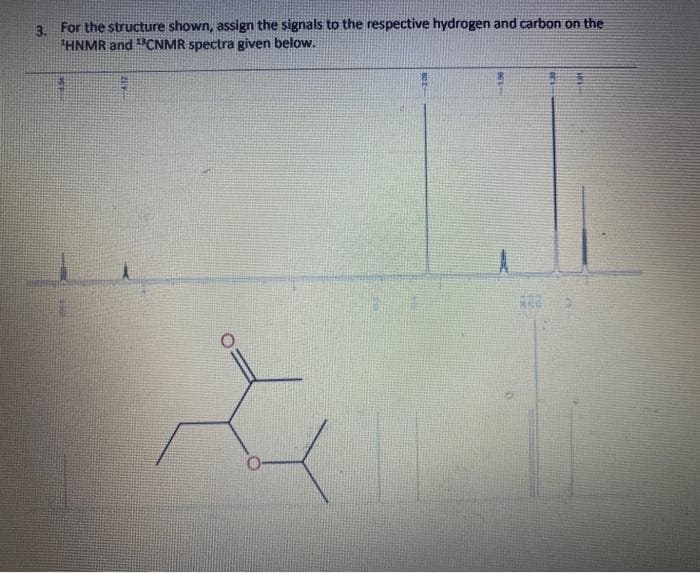 3. For the structure shown, assign the signals to the respective hydrogen and carbon on the
HNMR and CNMR spectra given below.
O
n
R