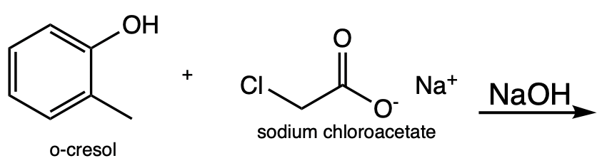 o-cresol
OH
+
Cl.
O
O
Na+ NaOH
sodium chloroacetate