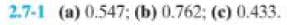 2.7-1 (a) 0.547; (b) 0.762; (e) 0.433.