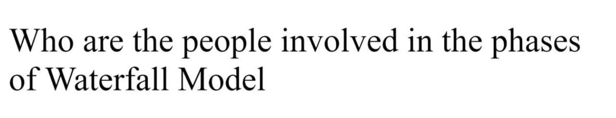 Who are the people involved in the phases
of Waterfall Model
