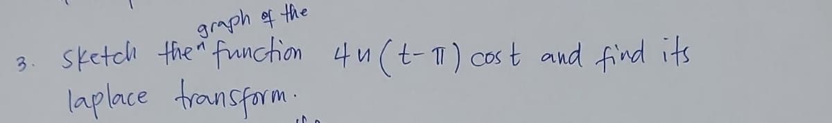 graph of the
3. sketch the function 4u (t-11) cost and find its
laplace transform.