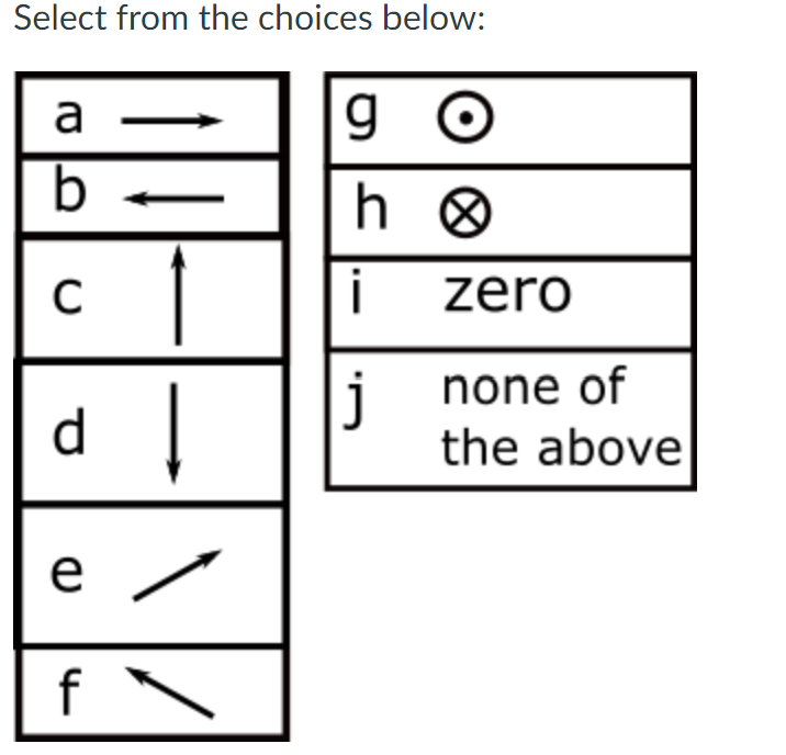 Select from the choices below:
a
b
с
d ļ
e
f
go
ho
i
j
zero
none of
the above