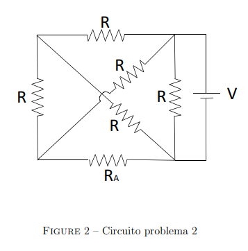 R
R.
R
R
- v
RA
FIGURE 2 - Circuito problema 2
