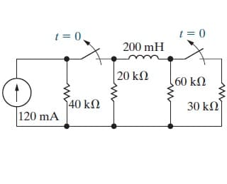 Ο
t = 0,
|120 mA
140 ΚΩ
200 mH
(20 ΚΩ
1 = 0
360 ΚΩ
30 ΚΩ]