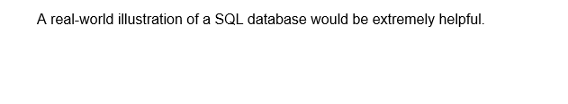 A real-world illustration of a SQL database would be extremely helpful.
