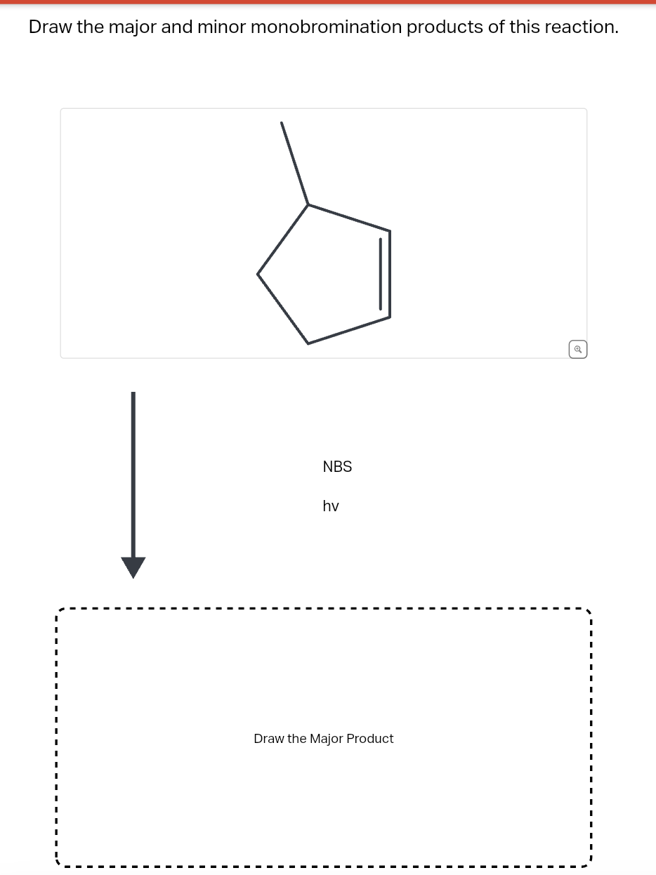 Draw the major and minor monobromination products of this reaction.
NBS
hv
Draw the Major Product