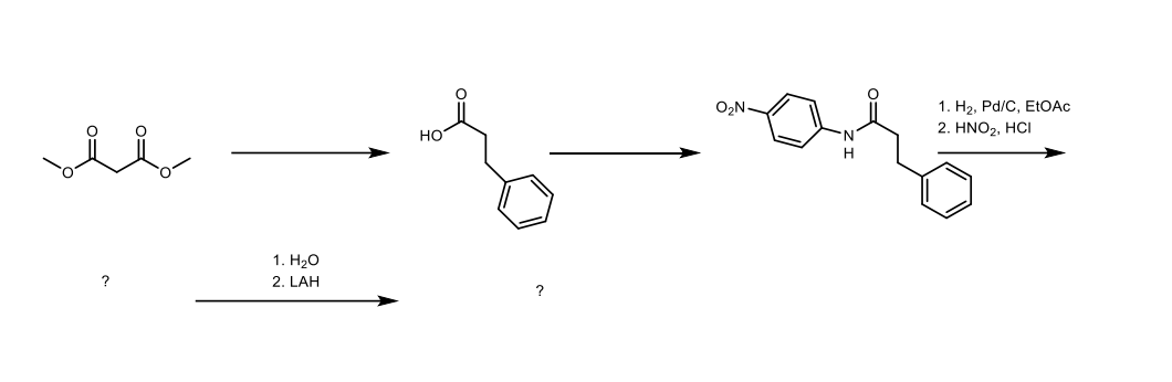 ?
1. H₂O
2. LAH
HO
?
O₂N
1. H₂, Pd/C, EtOAc
2. HNO2, HCI