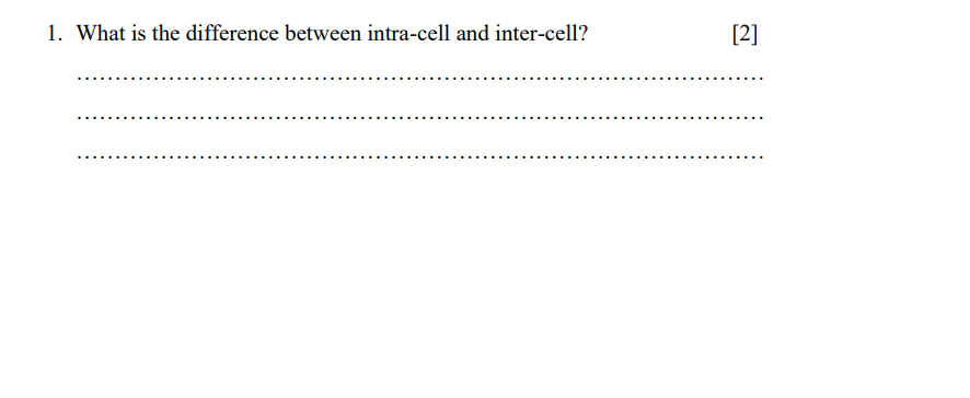 1. What is the difference between intra-cell and inter-cell?
[2]