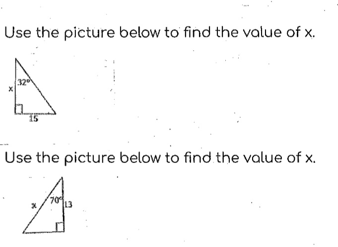 Use the picture below to find the value of x.
320
15
Use the picture below to find the value of x.
70%
13