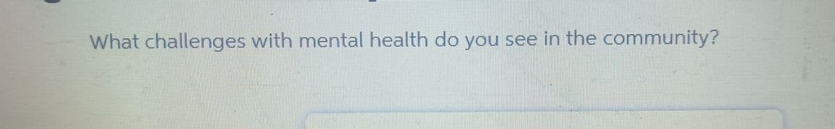 What challenges with mental health do you see in the community?