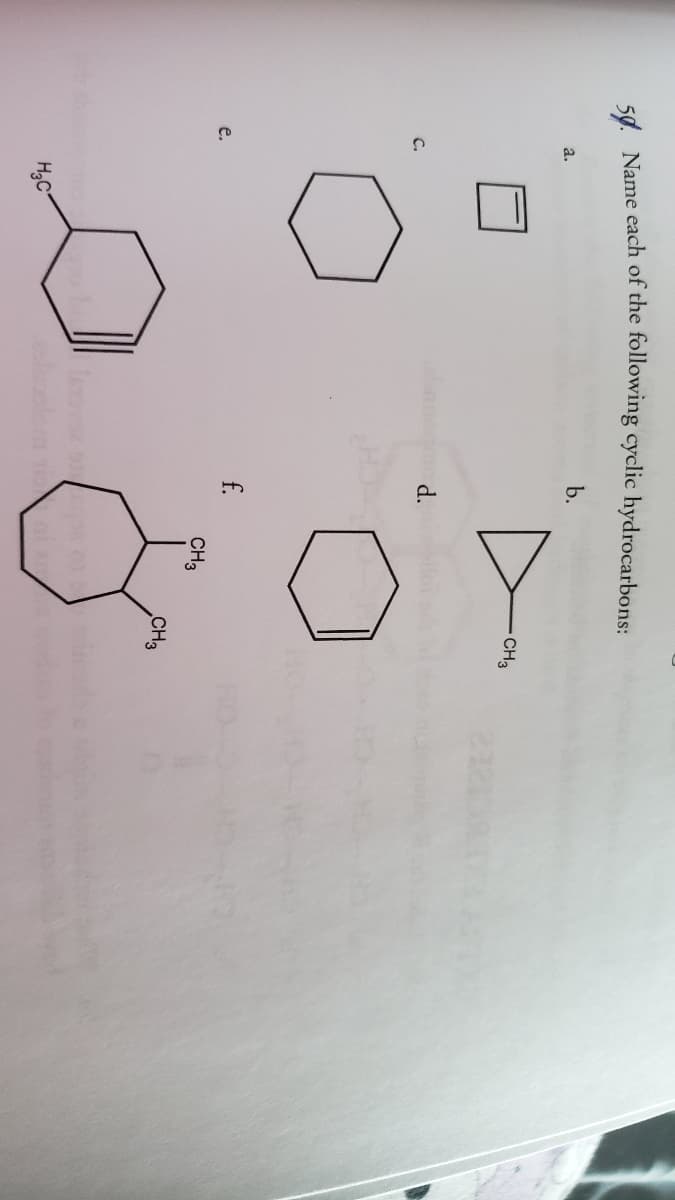 sd. Name each of the following cyclic hydrocarbons:
b.
a.
CH3
d.
f.
e.
CH3
CH3
