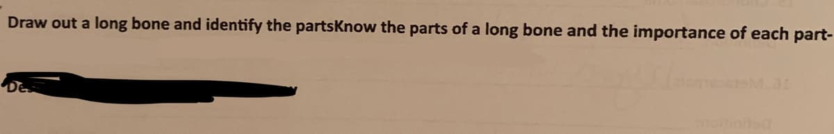 Draw out a long bone and identify the partsKnow the parts of a long bone and the importance of each part-
Des
nesstem.31