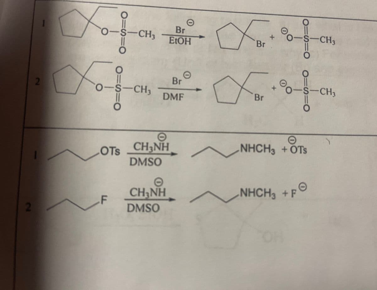 2
2
X.
Fo fff
O-S-CH3
01S1O
0-S-CH3
F
OTS CH3NH
DMSO
Br
DMF
Br
EtOH
CH3NH
DMSO
Yor
+
Br
-
Br
X
-S-CH3
-S-CH3
NHCH3 + OTS
OP
NHCH3 + F