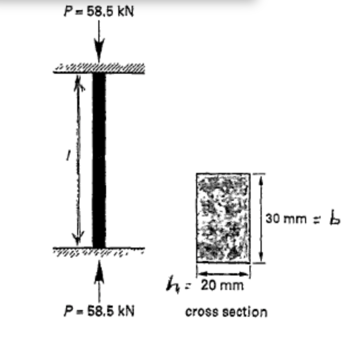 P= 58,5 kN
ier
49094149 1
P = 58.5 kN
h = 20 mm
30 mm =
= b
cross section