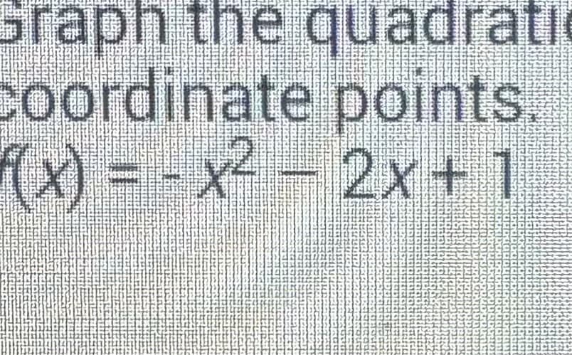 Graph the quadrati
Coordinate points.
f(x) = - x² − 2x + 1