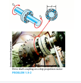 Drive shaft coupling on a ship propulsion motor
PROBLEM 1.9-2
